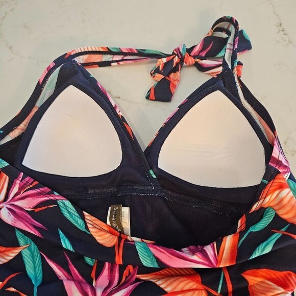 TOMMY Bahama Size Medium Birds Of Paradise Halter Cup Swim Tankini Top Multi - Picture 10 of 12